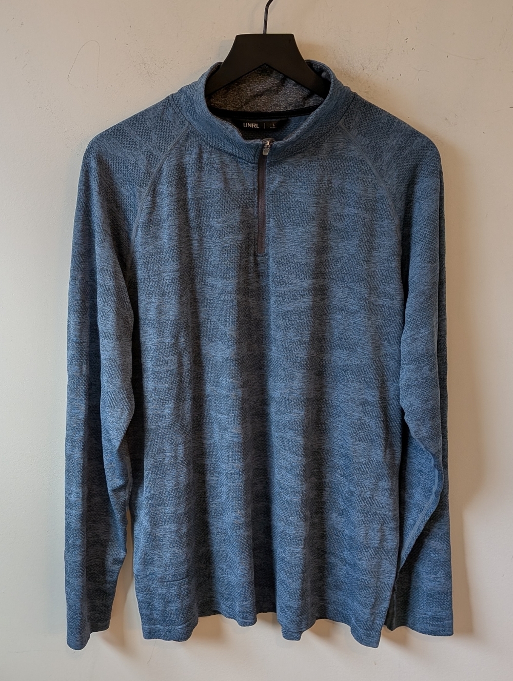 UNRL Men's Blue Quarter Zip Athletic Long Sleeve Shirt Large